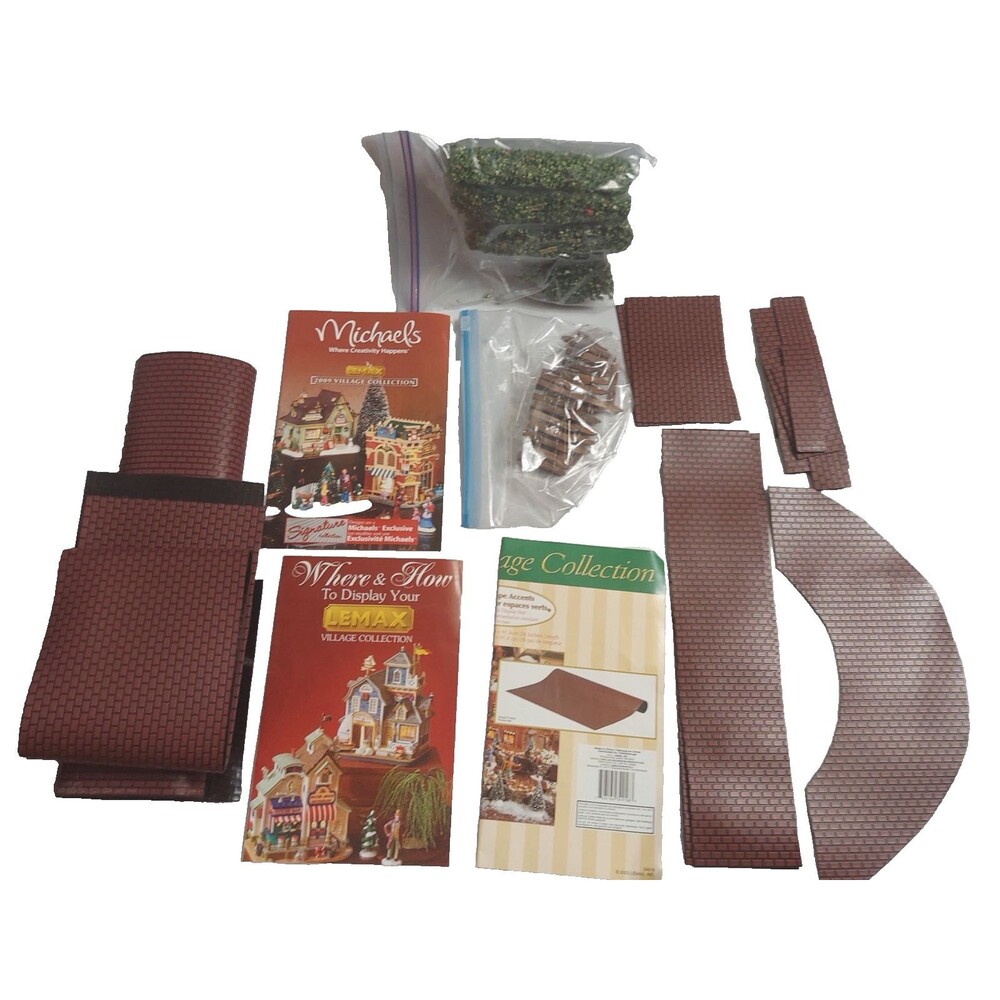 Lemax Large Brick Display Mat Christmas Village 34916 Landscape 2003 Shrub Fence